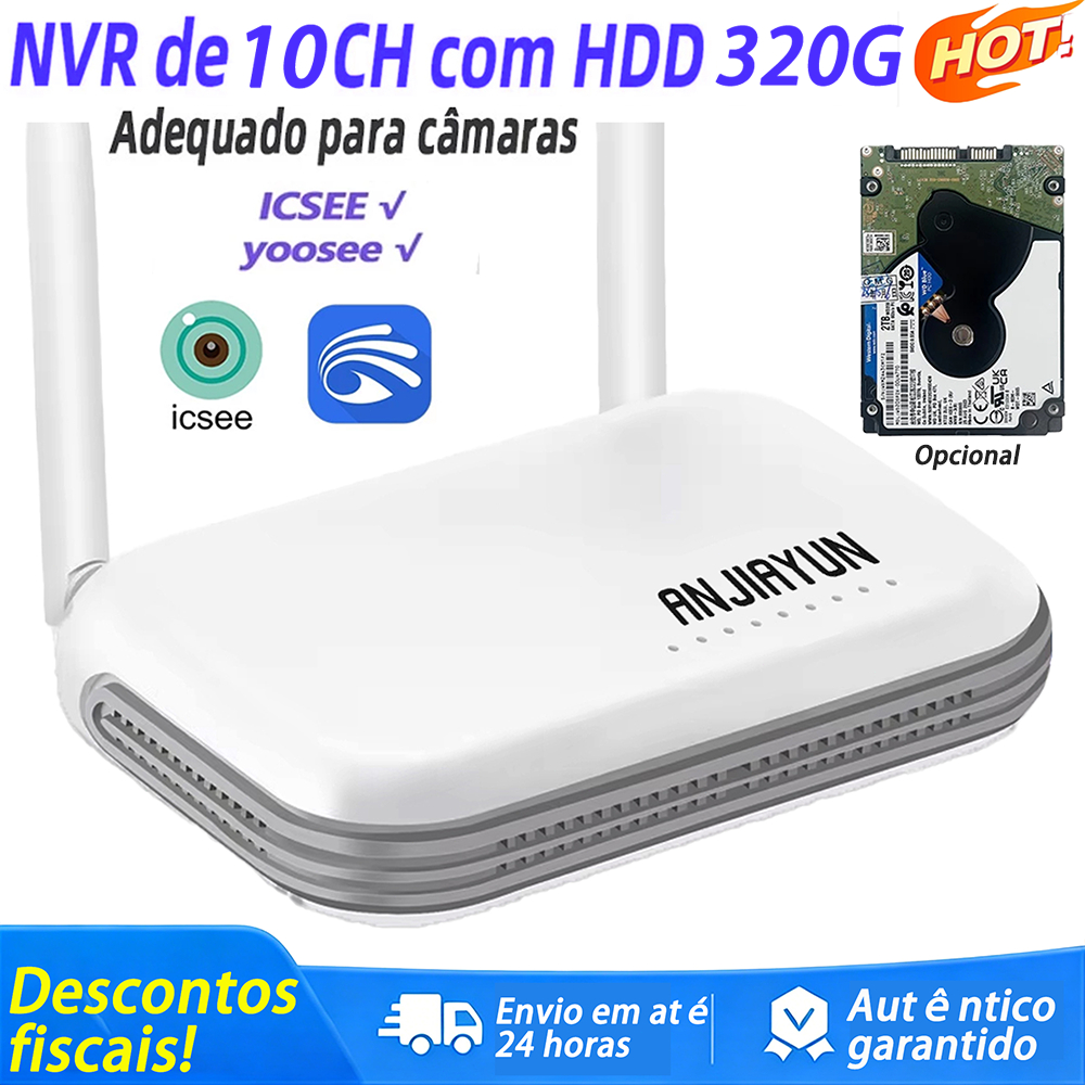 MINI NVR WiFi 10CH 8CH 3MP 4CH 5MP O-nvif Gravador De Vídeo Em Rede Sem Fio Detecção XMEYE/iCSee nvr 8 canais 