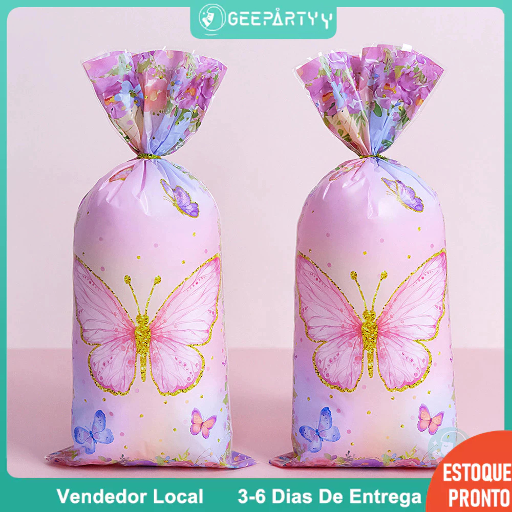 GeeParty 20/40 Sacolas Doces Borboleta Rosa - Presente e Decoração para Festa de Aniversário