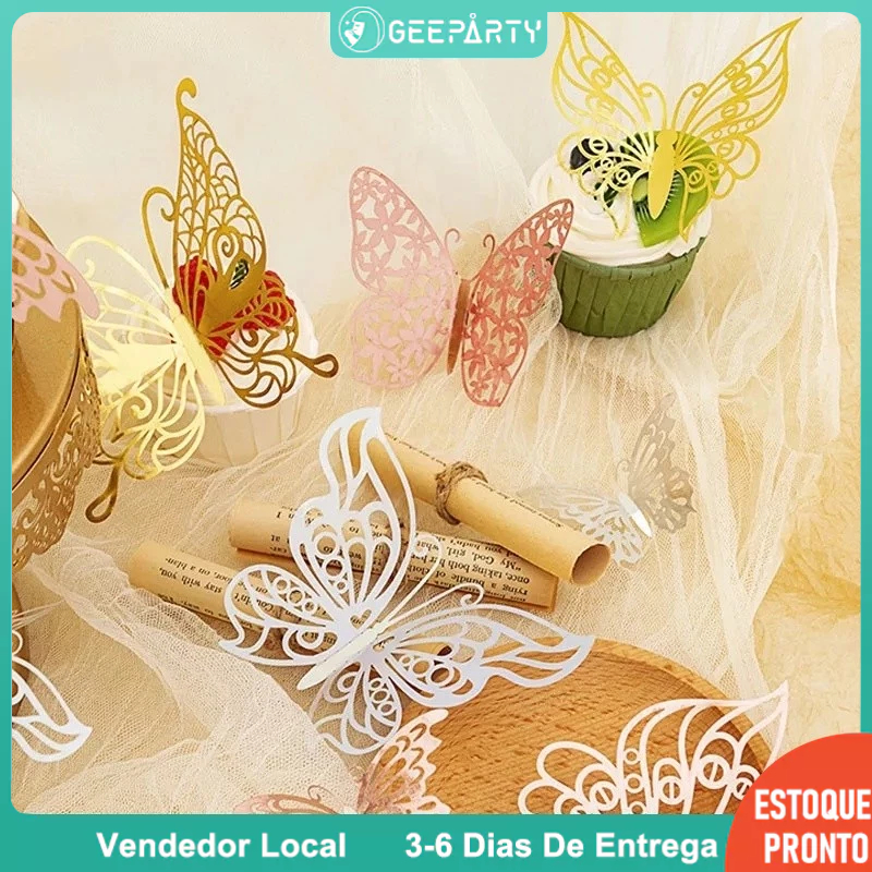 GeeParty - Etiquetas de Balão 3D em Forma de Borboleta (12 un.) para Festa de Criança, Aniversário e Casamento