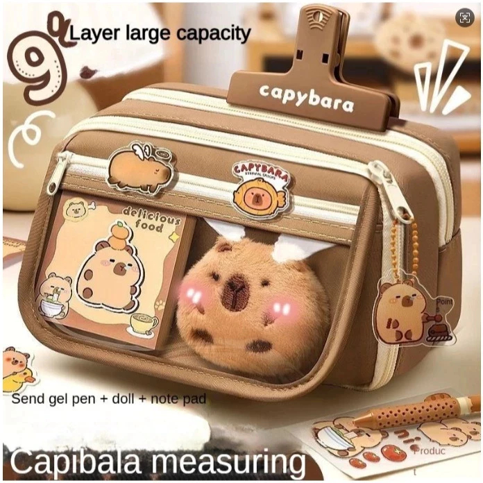 DIBEE Bolsa De Lápis Transparente Super Grande-Estojo De Lona À Prova D'água Estilo Coreano