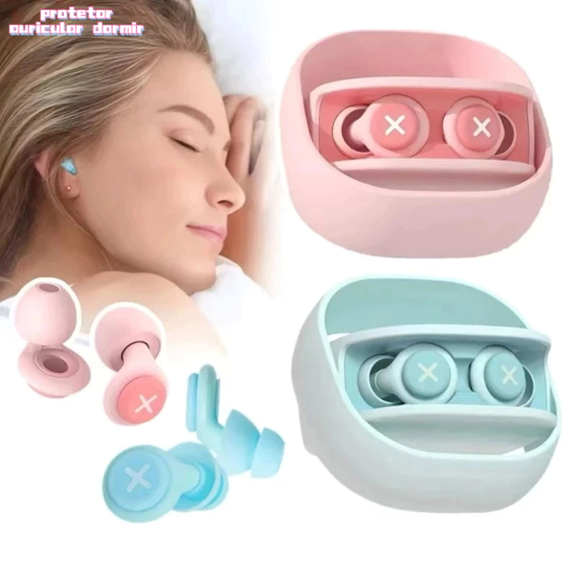 Tampões Auriculares de Silicone para Dormir Antirruído Camada Dupla Confortável Reutilizável