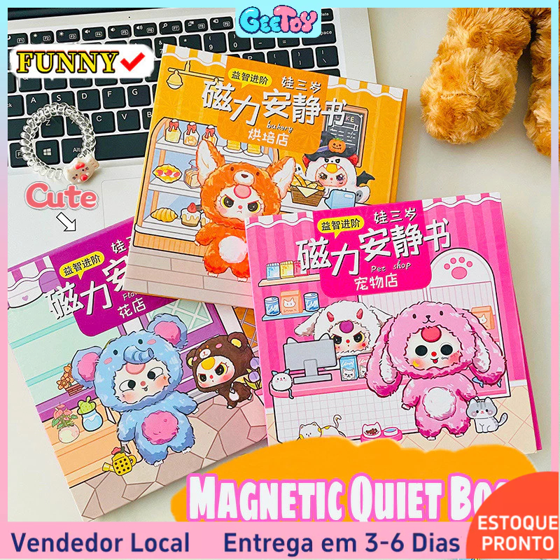 Novo Livro Magnético Silencioso Dos Desenhos Animados Engraçado Casa De Boneca Cena Adesivos DIY Brinquedos Educativos P