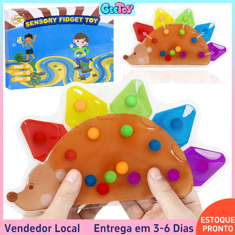 Brinquedo Sensorial Montessori Hedgehog – Cor Arco-Íris Classificação Bolinha Apertar para Crianças