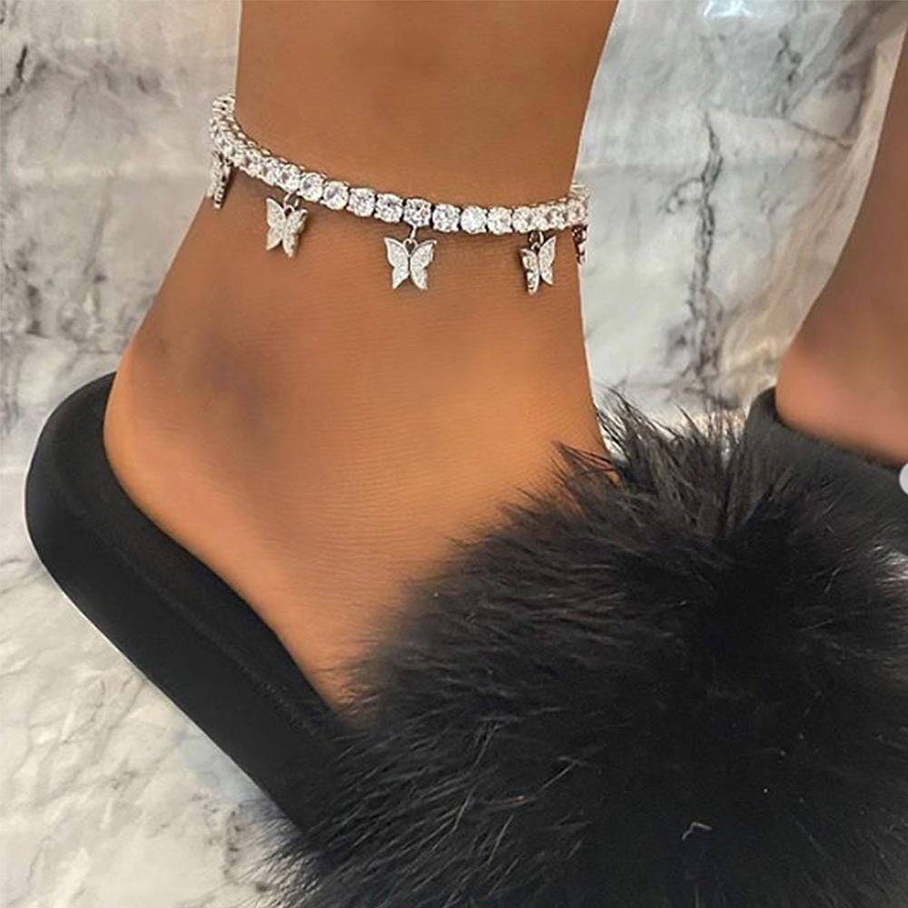 Tornozeleira Elegante De Borboleta De Cristal Para Mulheres – Joias Minimalistas E Elegantes Pés Qualquer Ocasião