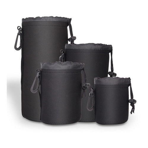Porta Lente Neoprene À Prova Dagua Passa Cinto Preto Avulso