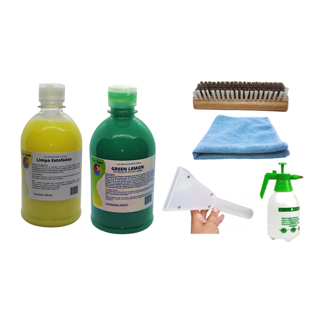 Lave Você Mesmo Seu Estofado Produto + Pulverizador + Escova + Pano