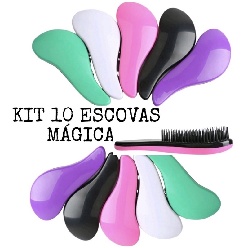 Kit 10 Escovas Magicas Desembaraçadora Profissional Atacado Revenda