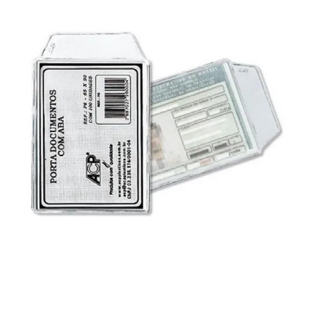Kit Protetor Porta Documentos Cnh 65mm x 90mm C/aba 100 Unidades