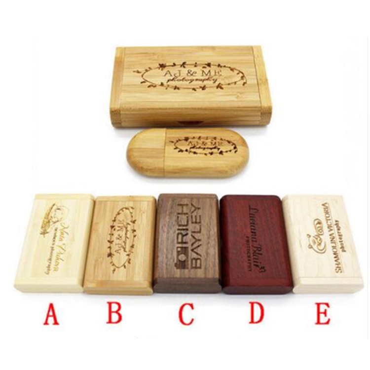 1 Pcs Logotipo Livre Do Cliente Usb Drives Flash Memory Stick U Disko De Armazenamento De Madeira Com Caixa De Madeira Capacidade: 8 Gb / 16 Gb / 32 Gb / 64g
