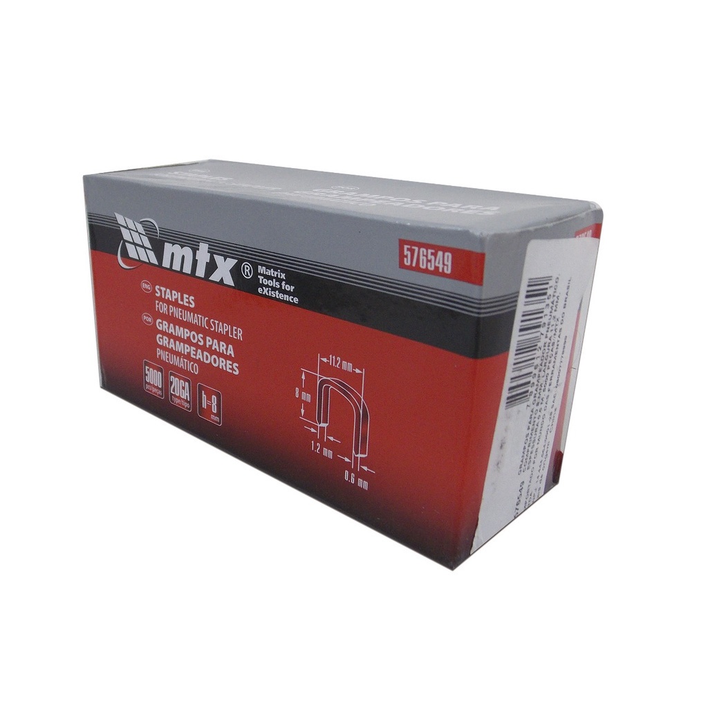 Grampos Grampeador Pneumático 5000 Peças 576549 Mtx 8mm