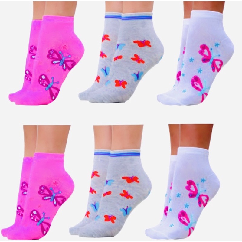 Kit 15,12 ou 6 Pares de Meias Soquete Adulto Feminina Estampada