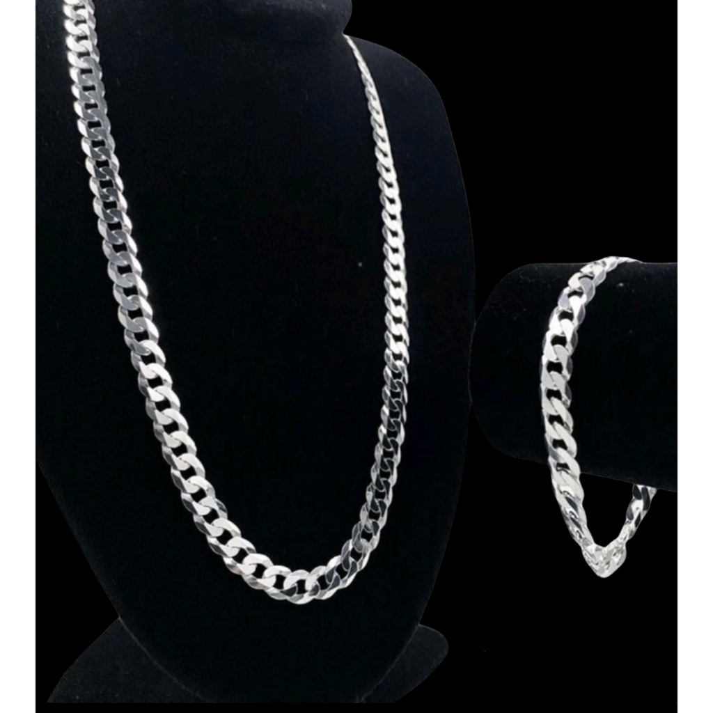 Kit Corrente + Pulseira Grossa Banhada a prata 925