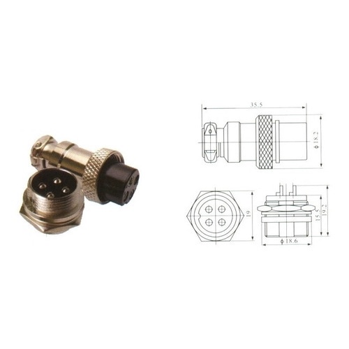 Kit 10 Peças - Conector Mike 4 Vias Macho / Fêmea (O PAR)