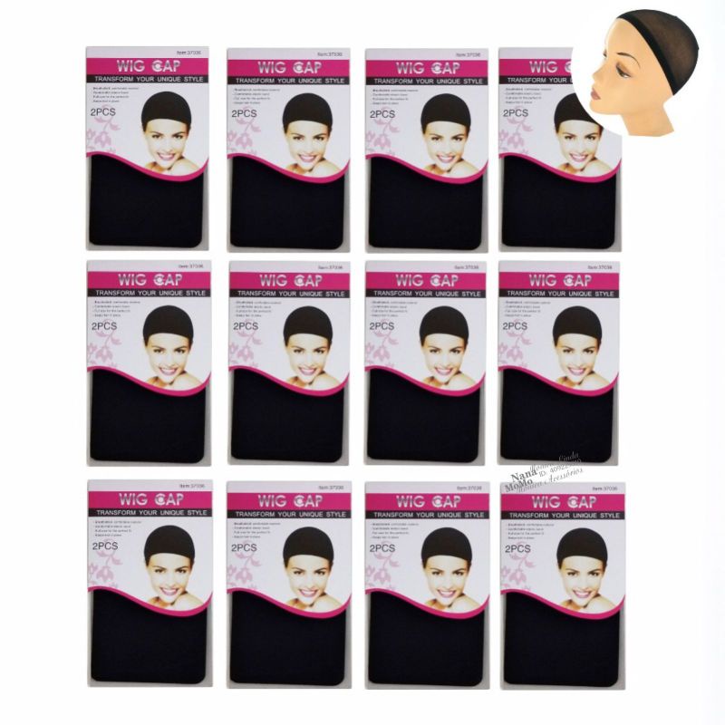 Kit 48 touca Cap para wig Touca fina para prender cabelos antes da peruca