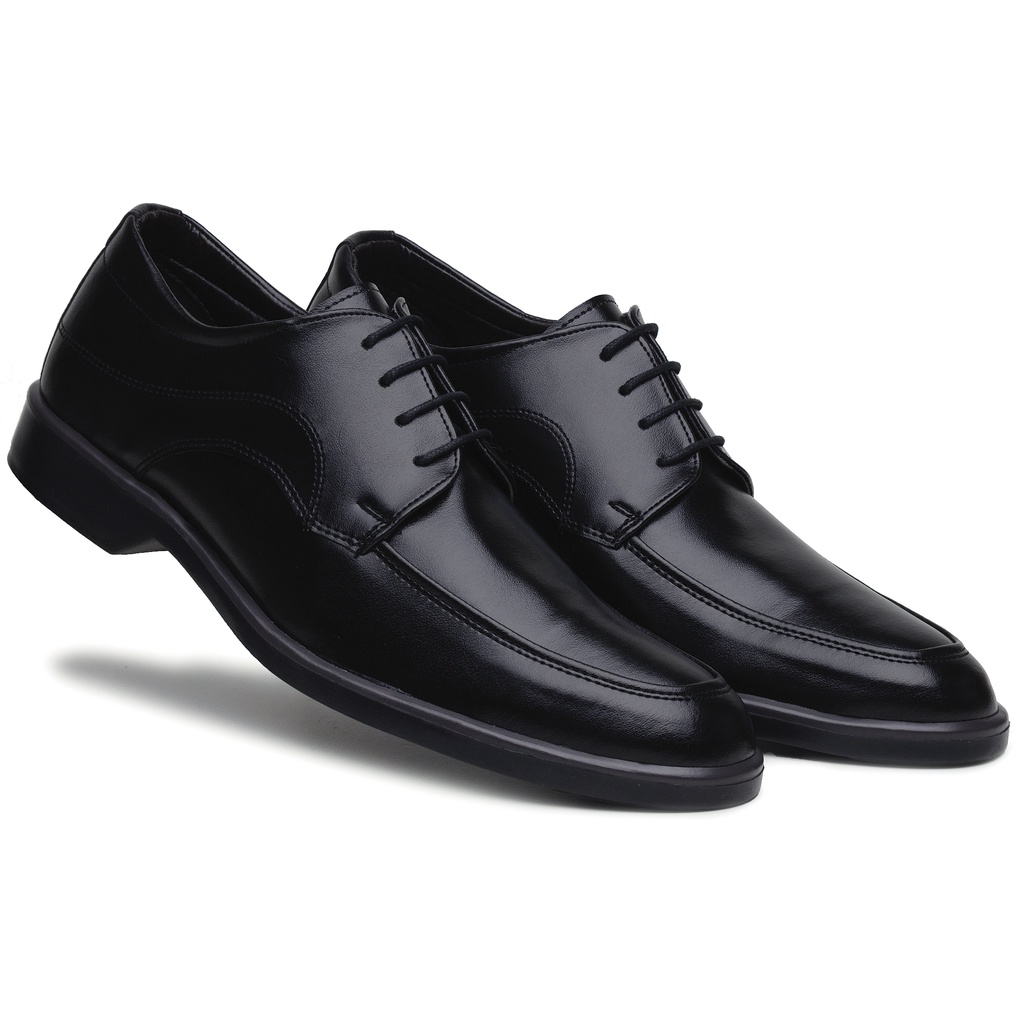 Sapato Masculino Social Couro Preto De Amarrar Elegante Bico Redondo Confortável