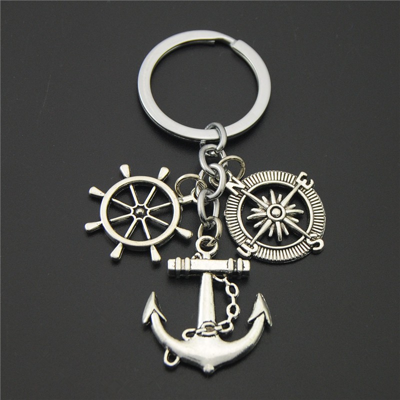 Wanderlust Compass Anchor Leme Chaveiros Chaveiro Feito À Mão