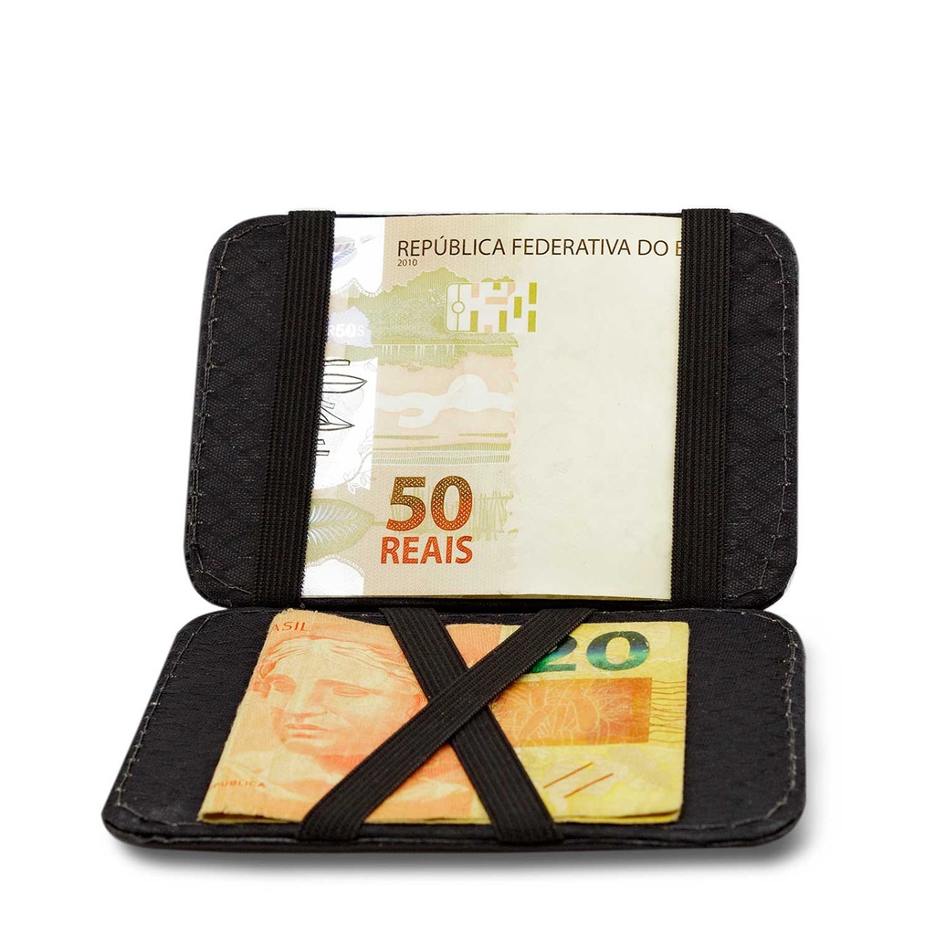 Carteira Masculina Magica Couro Legitimo Saffiano Slim Antifurto Porta Cartão Slim Fino