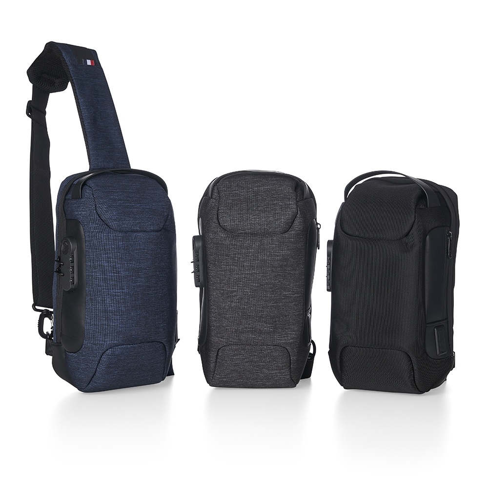 Bolsa de Ombro Anti-Furto com Suporte USB Mochila de Peito Impermeável