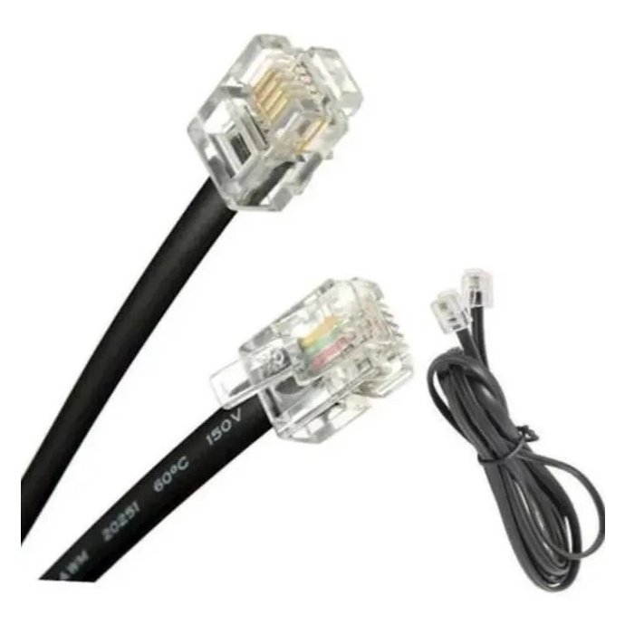Kit 2 Cordão Liso Fio Telefone Rj11 Com 1,8m