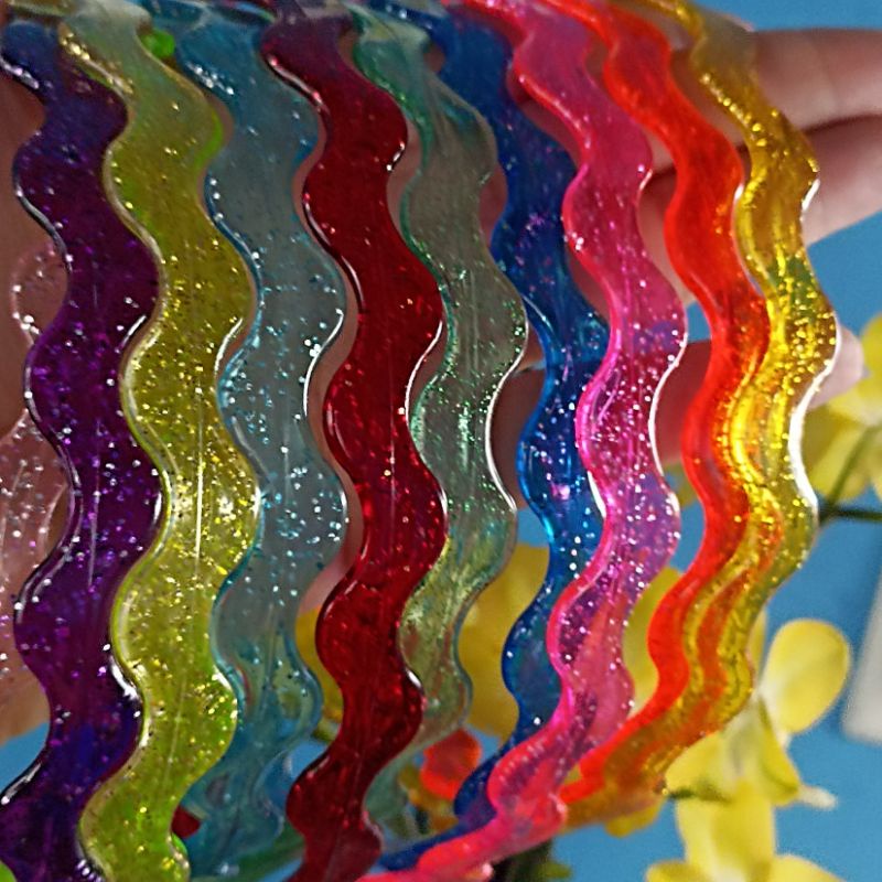 5 Tiaras - Curvada Glitter em plástico 10mm