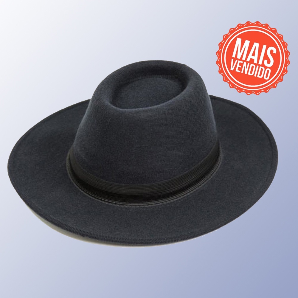 Chapéu Fedora Gangster Preto Vintage Unissex