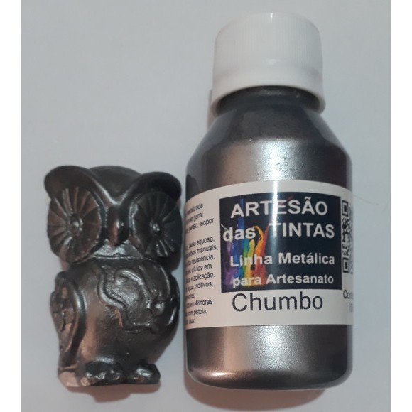 Tinta Metálica Chumbo - Tinta Para Arte e Artesanato, gesso - 100Ml