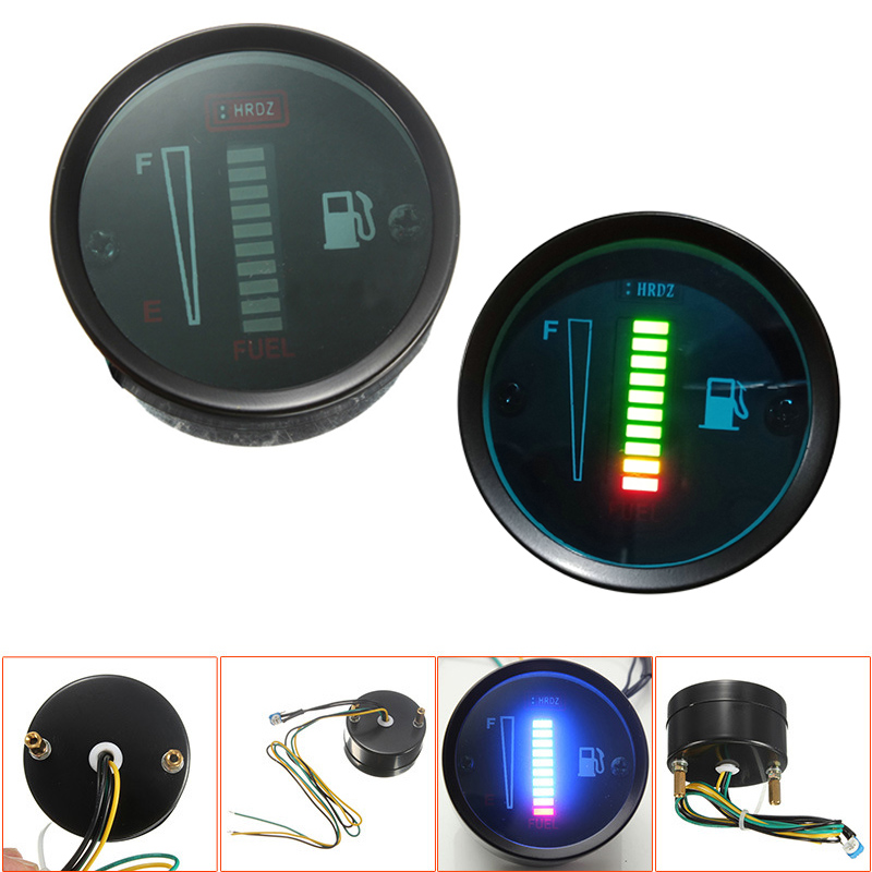 12V/24V Universal 52mm Medidor De Nível De Combustível Para Motocicletas 8 Luz LED