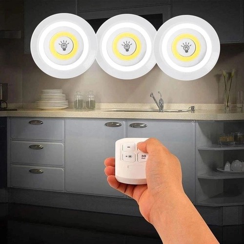 Kit 3 Lâmpada Iluminaria Led Spots com Controle Remoto