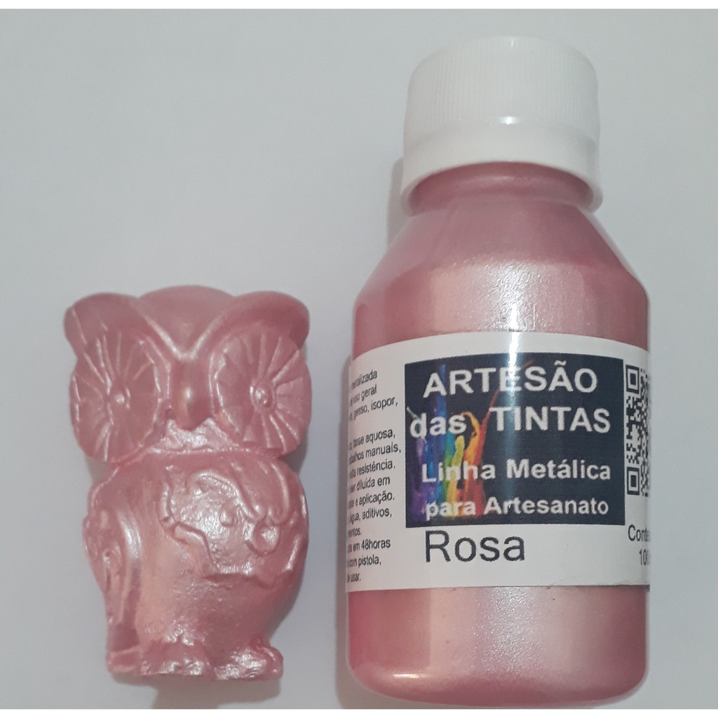 Tinta Metálica Rosa - Tinta Para Arte e Artesanato, gesso - 100Ml