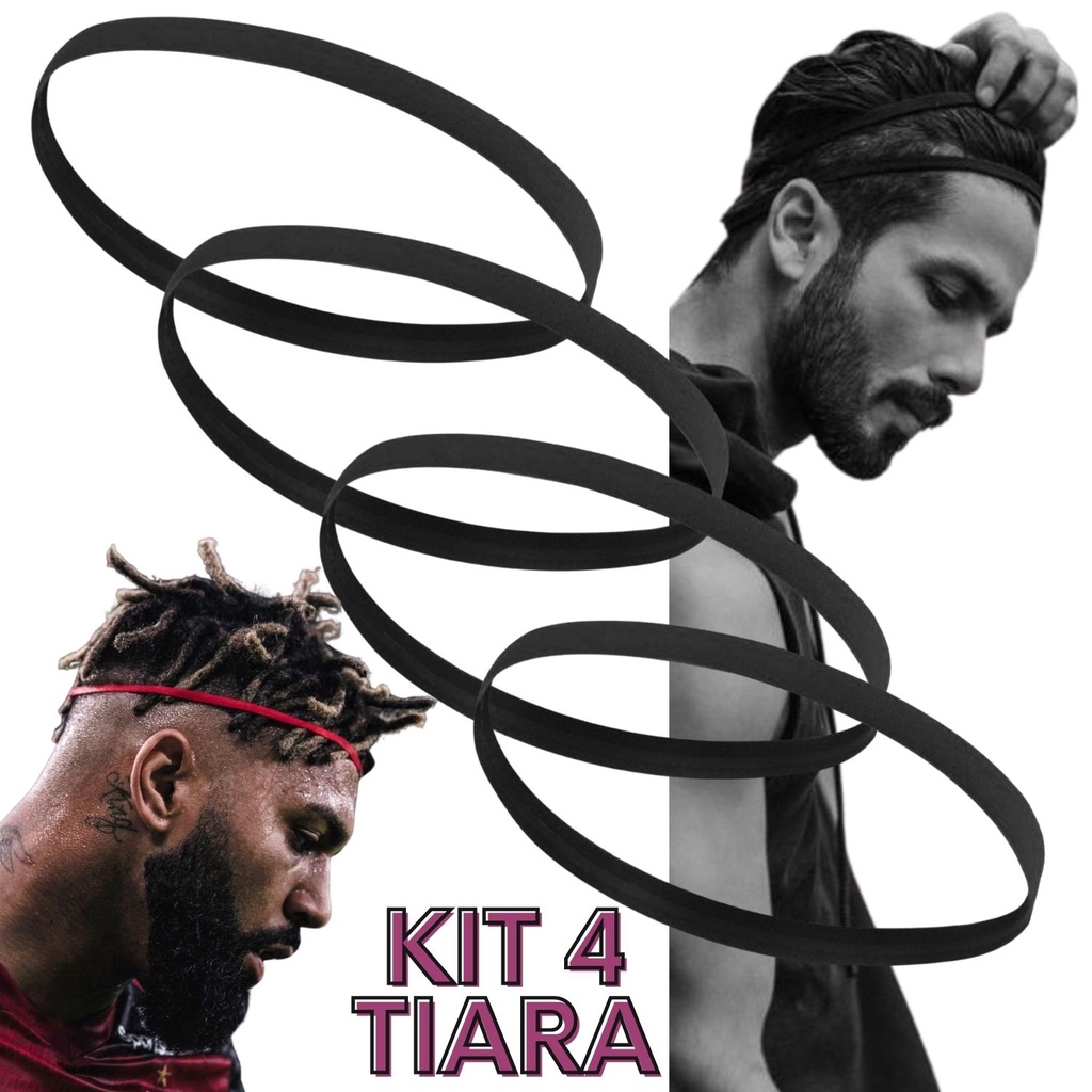 KIT 4 ELASTICO TIARA Faixa Cabelo Crossfit Yoga Mulher Homem Esportes Academia