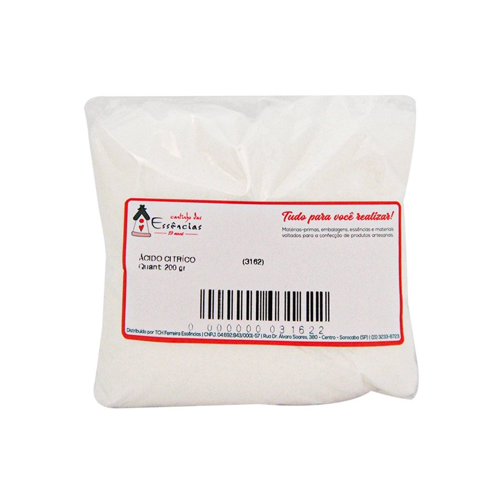 Ácido Cítrico 200g (Usado em sais de banho, shampoos, condicionadores, sabonetes)