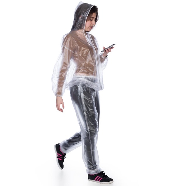 Conjunto de chuva transparente