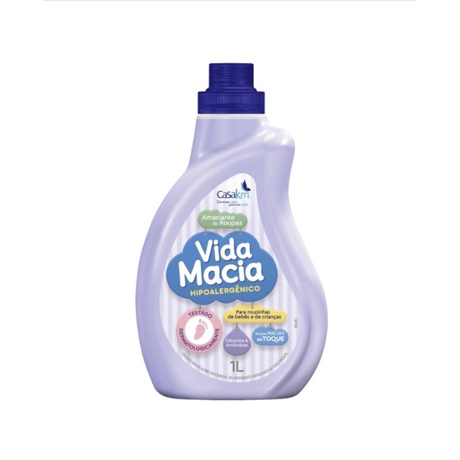 Amaciante Vida Macia de 1L  para Roupinhas de Bebê e Roupas de Crianças Glicerina e Amêndoas