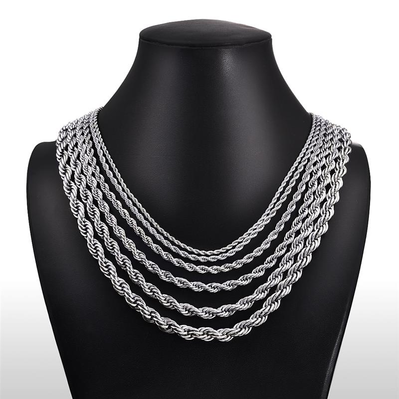 Colar Cordão de Aço Inoxidável , Resistente à Água, Não Desbota,Jóia em Ouro e Prata, Presente Ideal