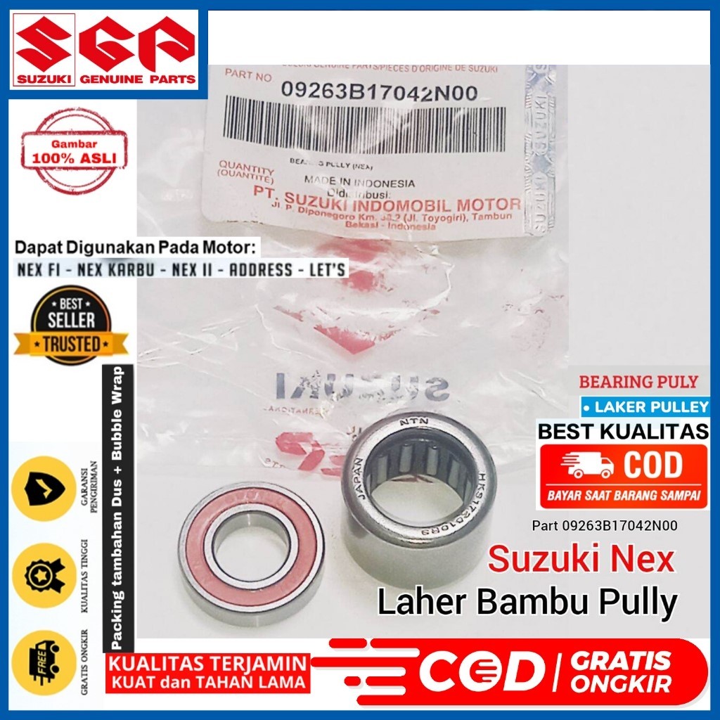 Rolamento De Bambu LAHER PULLY CVT SUZUKI Conjunto NEX 1 FI Carburador NTN Japão 09263B17042N00