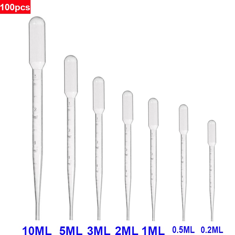 100PCS 0.2/0.5/1/2/3/5/10mL Pipeta De Laboratório Plástica Descartável De Plástico Equipamento De Conta-Gotas De Líquido