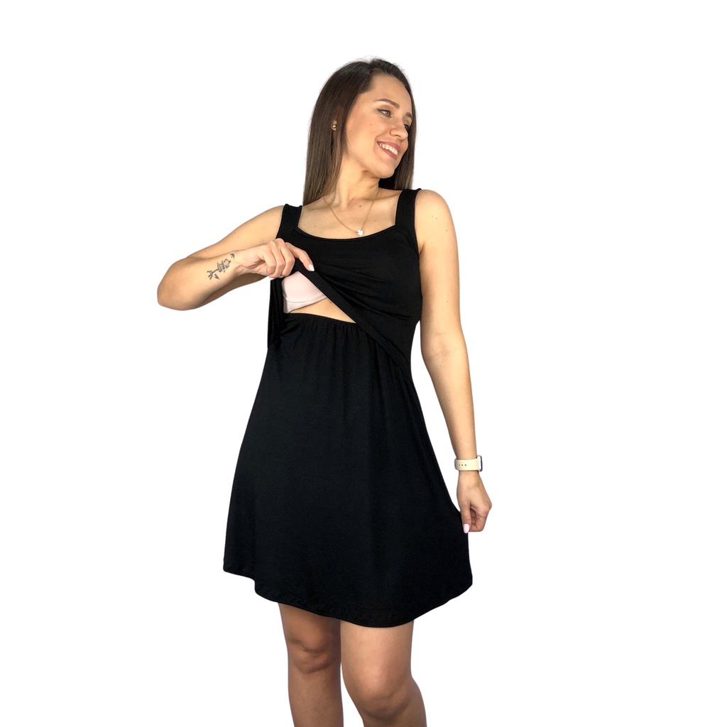Vestido Amamentação Diversas Cores Viscolycra Premium Regata Gestante Grávida Maternidade Amamentar