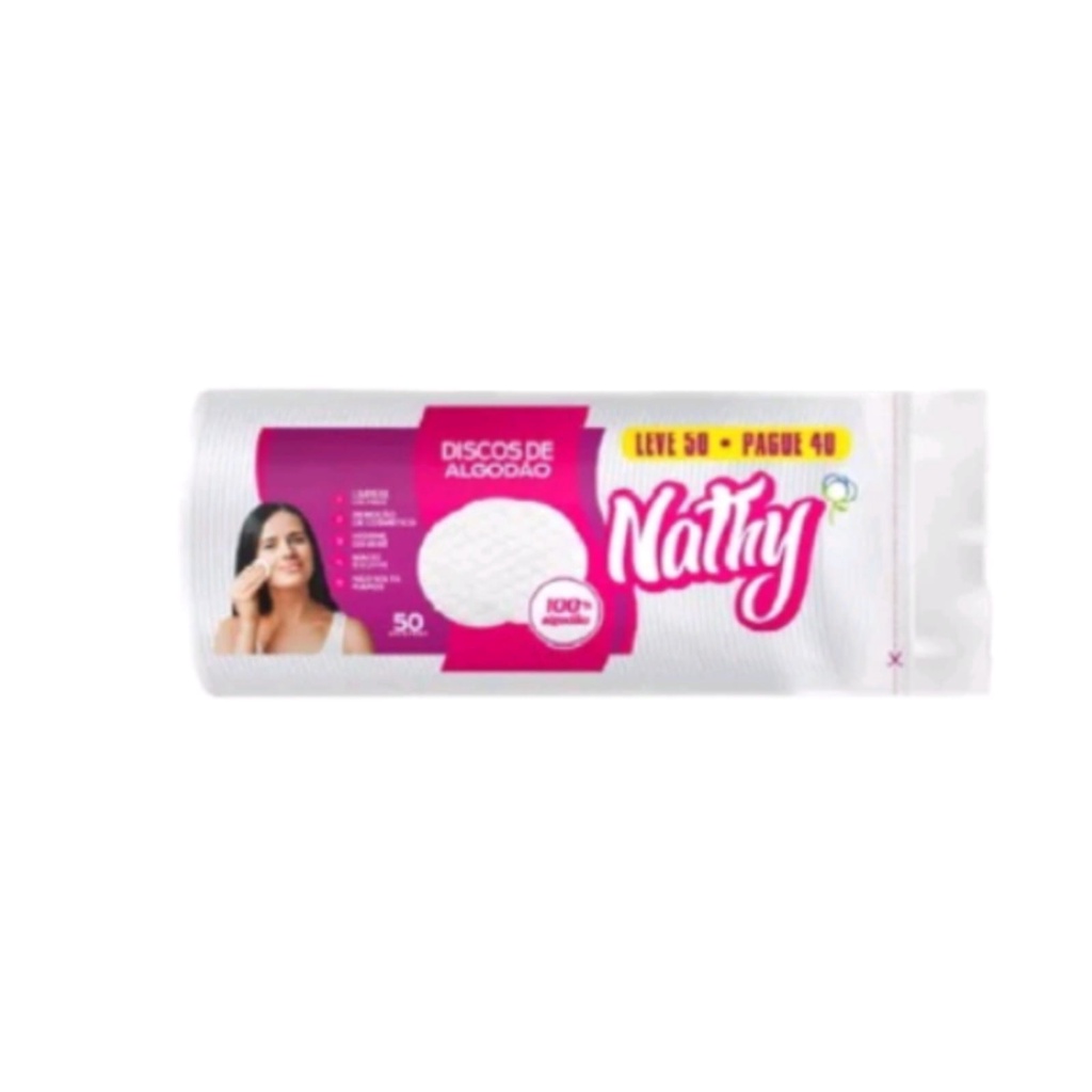 Algodão Disco Nathy Limpeza, Maquiagem, Pele, Estética 50 Un