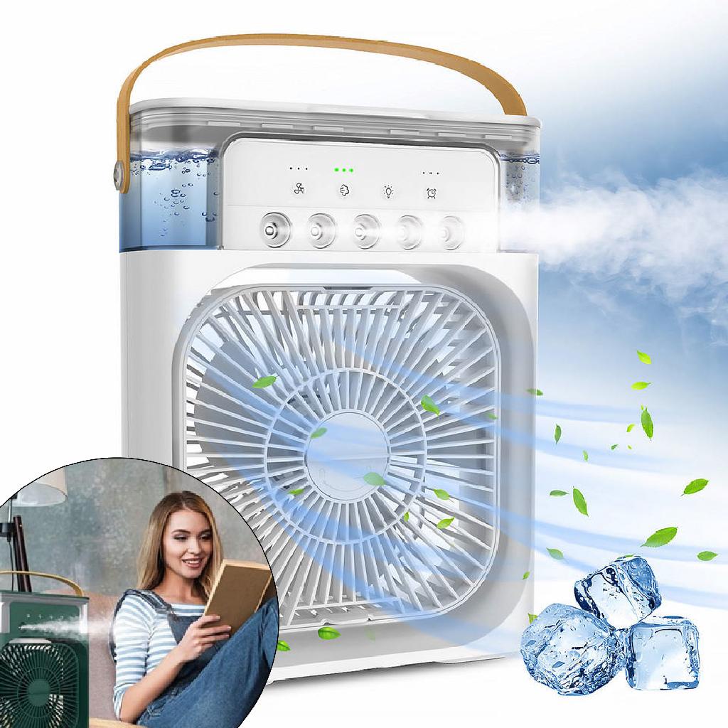 Refrigerador De Ar Ventilador Portátil Com Led Reservatório De Água 600ml Tamanho Compacto Funcionamento Por Cabo USB