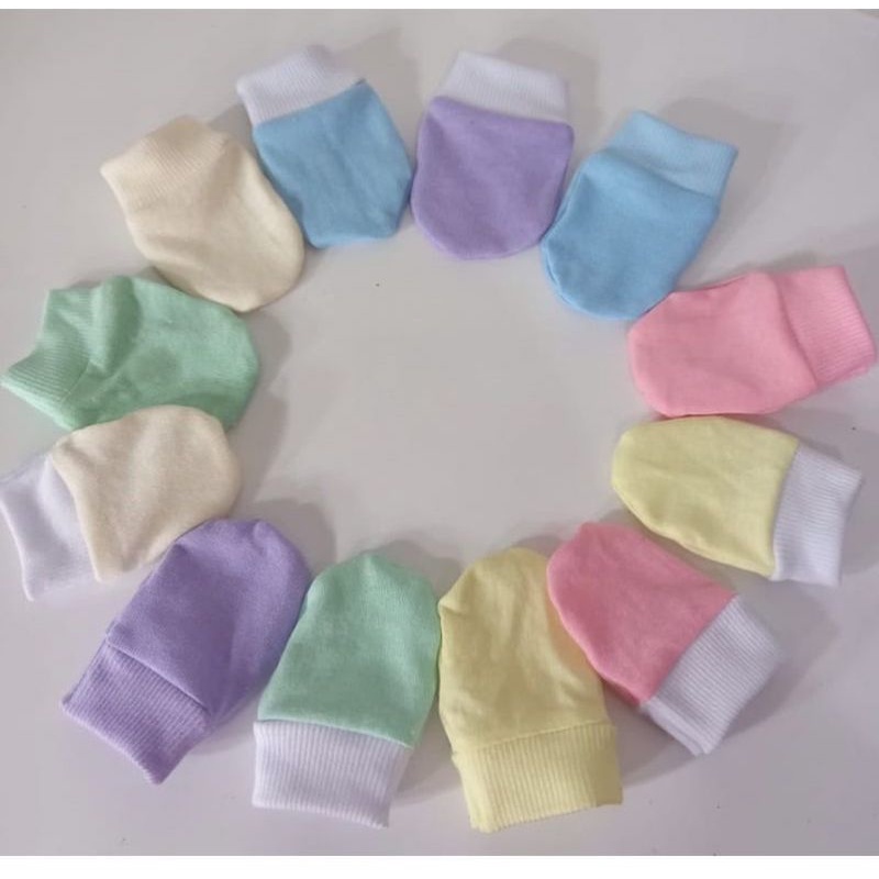 kit 3 pares de luvas tecido malha100% algodão  recém nascido masculino  feminina