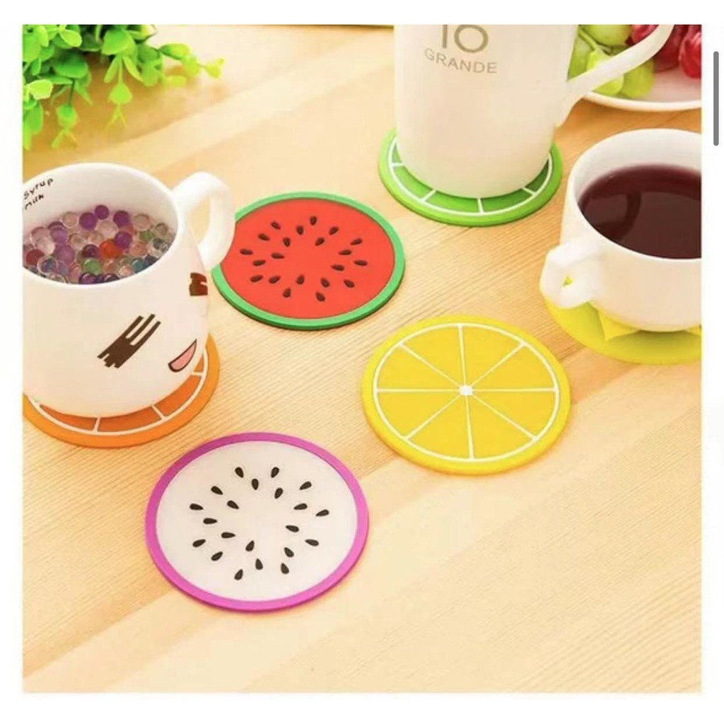 Kit C/4 Porta Copos Formato De Fruta Suporte Descanso Mesa