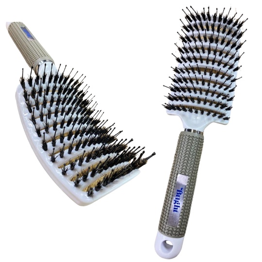 Escova Raquete Com Cerdas De Javali e Nylon Vazada Profissional