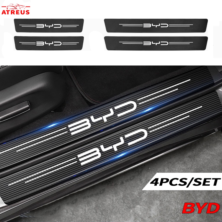 Para BYD Adesivo Soleira De Porta De Carro De Fibra De Carbono Soleira De Porta Anti-risco Protetor De BYD Atto 3 Yuan plus Seal U Dolphin Han EV Tang Song Plus D1