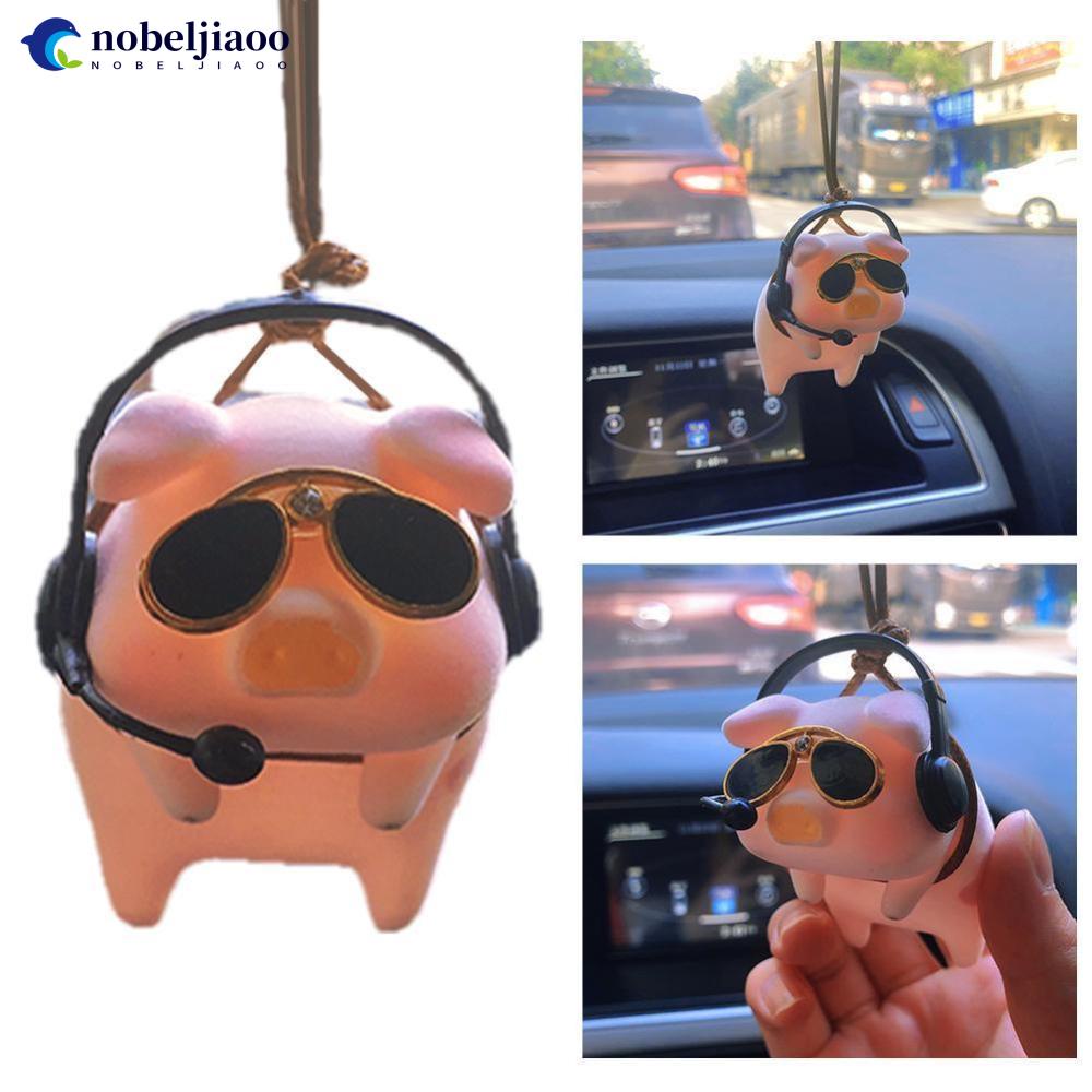 NOBELJIAOO Pingente De Porco Bonito Decoração De Carro Espelho Retrovisor Da Sorte Porquinho Pendurado Ornamento Interior De Automóvel K7L8