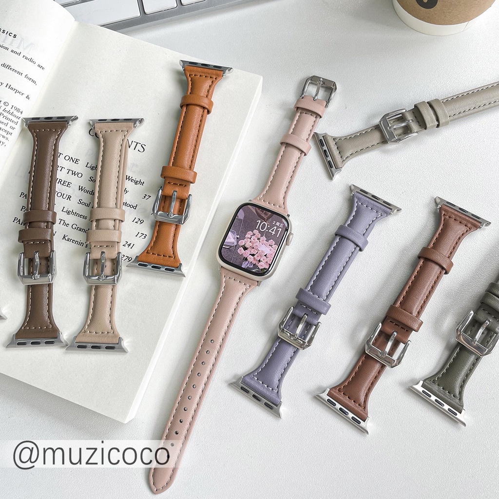Para Relógio De Maçã ultra 49mm 8 7 6 se 40mm 44mm 41mm 45mm Banda De Couro Slim Correia iwatch Série 8 7 5 3 38mm 42mm Bandas Mulheres correa Fina