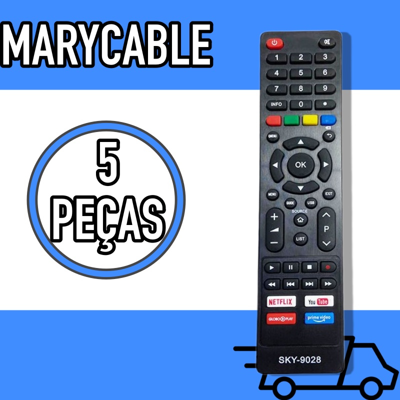 5x Controle Remoto Compativel TV PHILCO netflix Amazon
