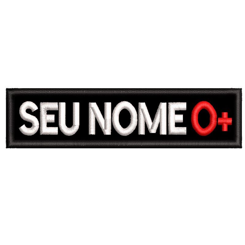 Patch Bordado Tarja Nome e Tipo sanguíneo
