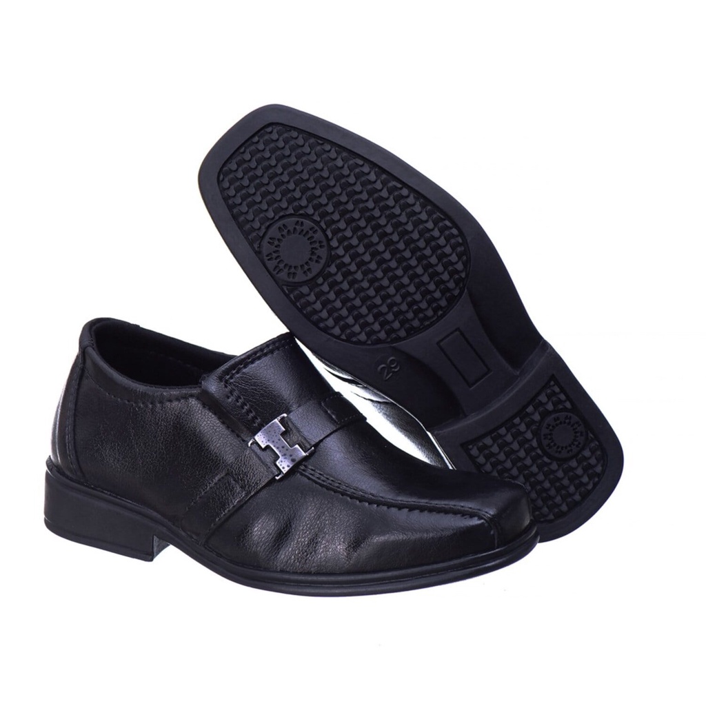 Sapato Social Infantil Menino Bico Quadrado Estilo + Cinto e Carteira