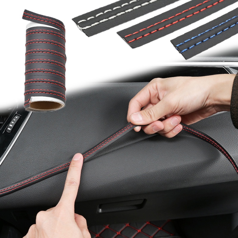 Tiras de acabamento de couro pu estilo carro universal DIY tiras de trança de decoração de painel interior flexível
