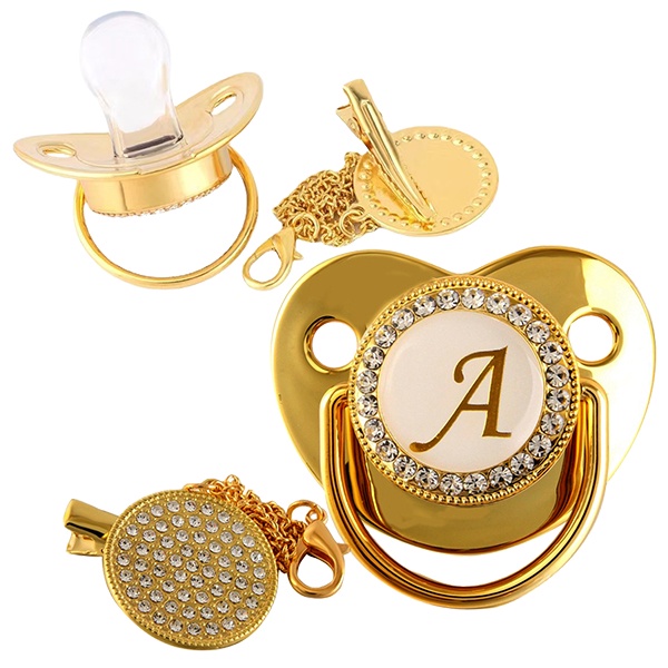 Baby Gold Carta Pacifier/Golden Mouth Toy Para Bebês/Cartoon De Teether De Silicone